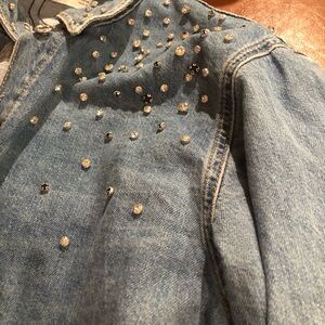 Zara Blue Denim Jacket with Silver Studs